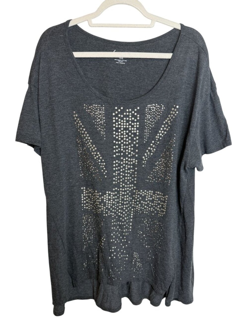 Lane Bryant 18/20 Rhinestone Union Jack Graphic Plus Size Top
